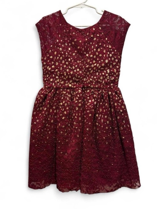 marmellata Burgundy Lace Dress with Gold Dot Accents - Picture 6 of 6